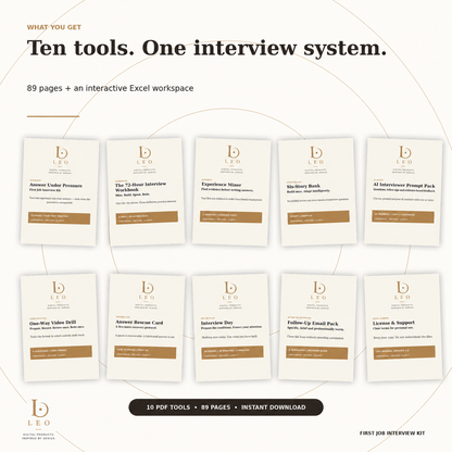 Ten PDF interview preparation tools and interactive Excel workspace