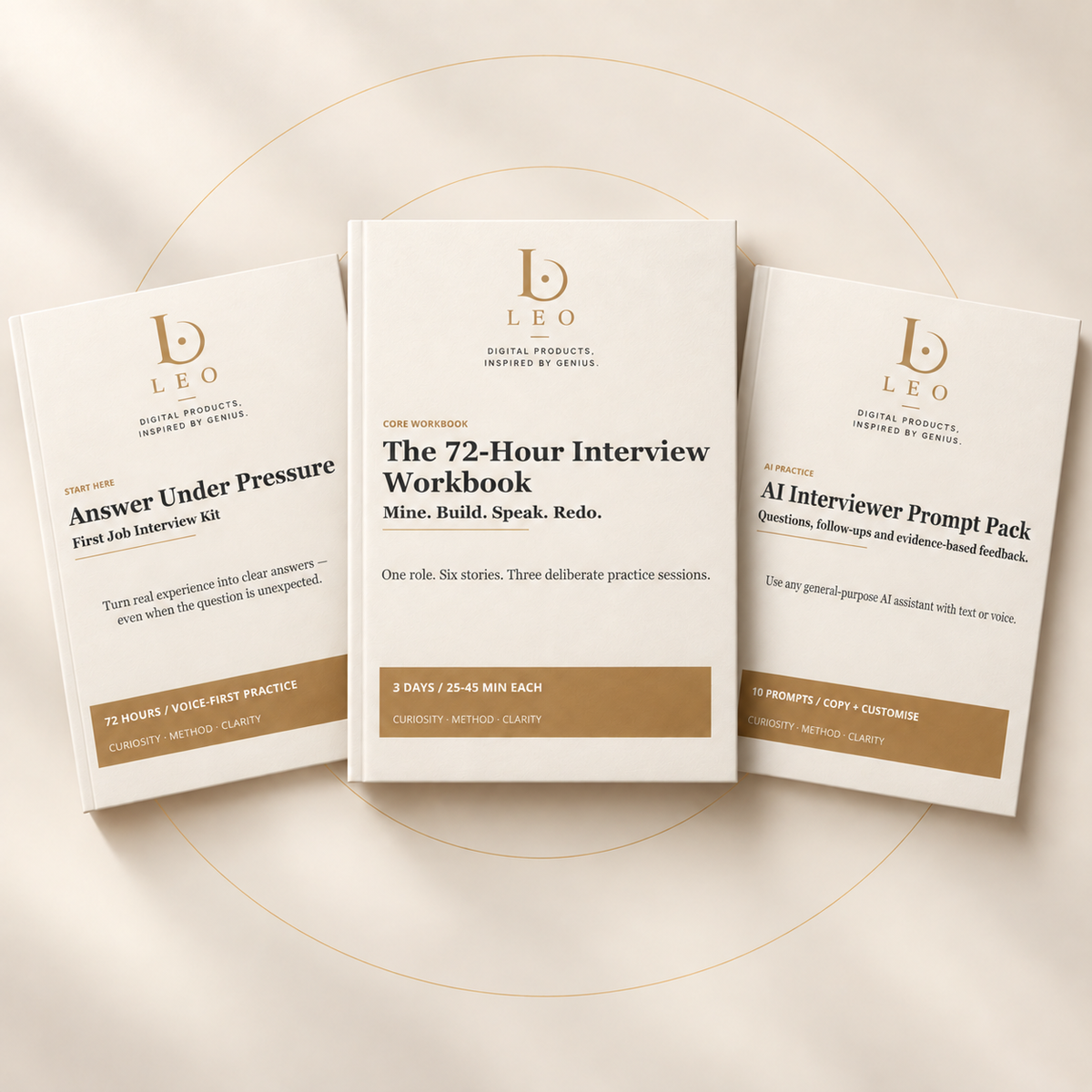 LEO Answer Under Pressure First Job Interview Kit digital workbook mockup
